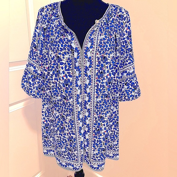 Max Studio London beautiful short sleeve blouse, NWT Size 1X MSRP $98 - Picture 1 of 10